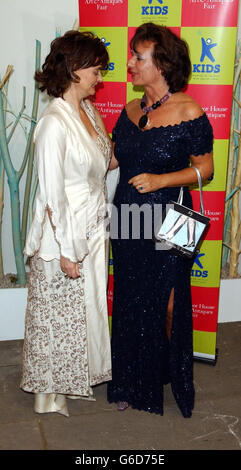 Prime Minister's wife Cherie Booth and Rosa Monckton arriving at the Grosvenor House Hotel in London's Park Lane, for the Grosvenor House Art & Antiques Fair - charity gala evening. Stock Photo