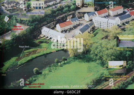 A Police issued aerial photograph, released, of the scene at Bradford on Avon, Wiltshire where Randle Williams killed his wife Natalie in April 2002 . * Natalie's body was found submerged in a river near their home in Bradford-on-Avon, Wilts, the day after her husband reported her missing. He told police she had taken the dog for a late-night walk and never returned. The dog had come back alone covered in water and with its lead still on. See PA story COURTS Husband. PA Photo/Wiltshire Police. Stock Photo