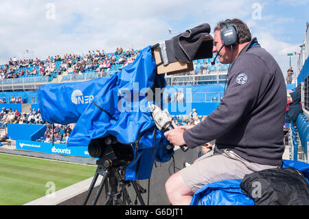 Television cameraman at The Aegon Classic Birmingham, Edgbaston, Birmingham, West Midlands, England, United Kingdom Stock Photo