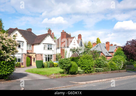 Houses on Sir Harrys Road, Edgbaston, Birmingham, West Midlands, England, United Kingdom Stock Photo