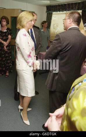 The Countess of Wessex meets hospital trustees and other invited guests to a reception at Frimley Park Hospital in Frimley, Surrey, after having opened the new Patient Resource Centre inside the hospital. * Sophie, who is 19 weeks pregnant with her first child, seemed completely at ease as she toured the hospital. Wearing a summery white top with rose print and white skirt the Countess looked radiant but there was little sign of any bump. Stock Photo