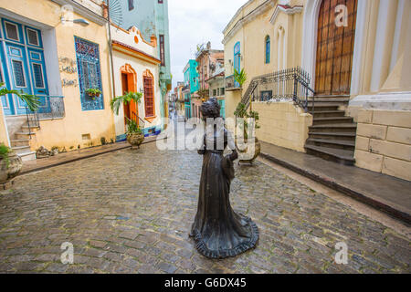 The lady of the courtyard, Havana, Cuba, 2016. Stock Photo