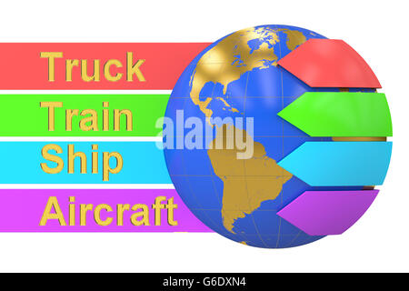 Global delivery and shipping concept, 3D rendering isolated on white background Stock Photo