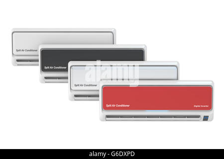 set of air conditioners, 3D rendering isolated on white background Stock Photo