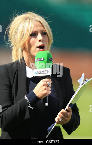 Rugby Union - Aviva Premiership - Leicester Tigers v Worcester Warriors - Welford Road. BT Sport rugby presenter Sara Elgan Stock Photo