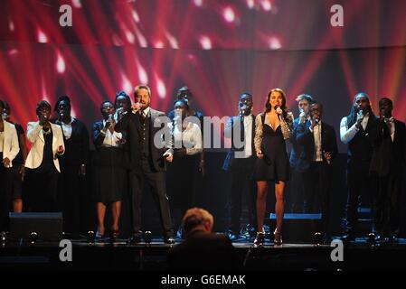 Alfie Boe and Samantha Barks performing at the Classic Brit Awards 2013 ...