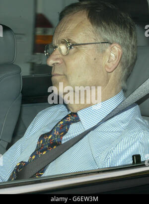 Recropped version of picture transmitted earlier. Disgraced Tory peer Lord Archer (right) leaves Hollesley Bay open prison in Suffolk , after serving two years and two days of his four-year jail term. Archer, *..63 - the former deputy chairman of the Conservative Party - was sentenced to four years for perjury and perverting the course of justice, and was driven from the 240-inmate prison by one of sons. Stock Photo