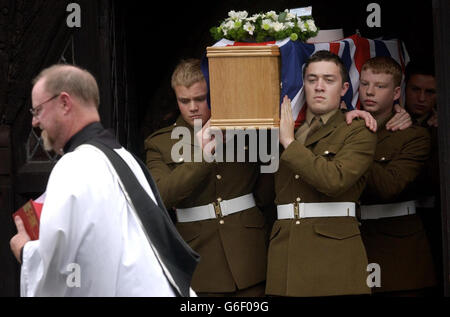 The coffin of Officer Cadet Stephen Hilder is carried from St Mary's ...