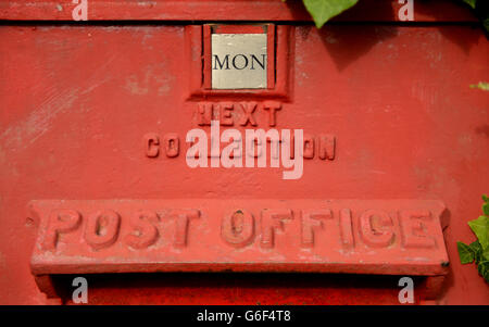 General view of a Post Office post box showing the next collection for Monday Stock Photo