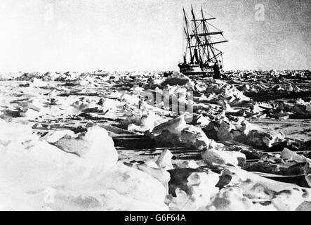 Shackleton Expedition - Endurance - Antarctica. Ernest Shackleton's ship Endurance trapped in ice during an expedition to the Antarctic. Exact date unknown. Stock Photo