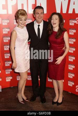 (Left to right) Charlotte Blackledge, who plays Mandy Rice Davies, Alexander Hanson and Charlotte Spencer,who plays Christine Keeler, during a photocall for the launch of the new Andrew Lloyd Webber musical Stephen Ward, at The Box in Soho, central London. Stock Photo