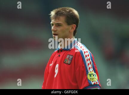 Soccer Euro 96. Germany v Czechoslovakia, Old Trafford. Pavel Kuka, Czech Stock Photo