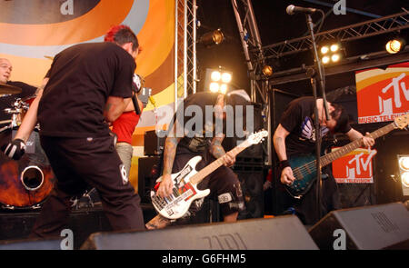 Good Charlotte during the live recording of the British edition of MTV's TRL (Total Request Live) at MTV's Studios in Camden, north London. Stock Photo