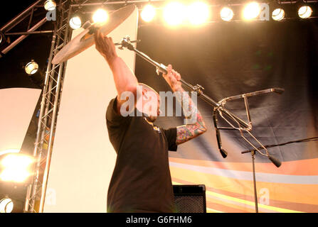 Chris Wilson of Good Charlotte during the live recording of the British edition of MTV's TRL (Total Request Live) at MTV's Studios in Camden, north London. Stock Photo