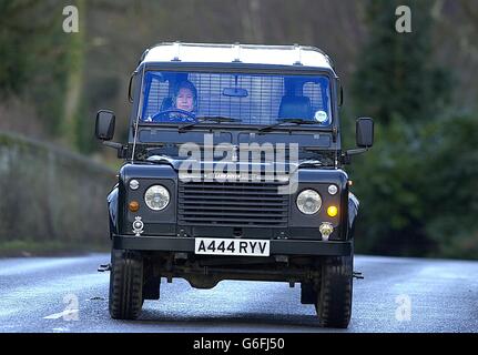 Queen Elizabeth II, in a Land Rover Defender 110, as she drives herself to the stables on the Sandringham Estate, Norfolk.