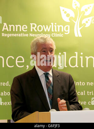 University Principle Sir Timothy O'Shea speaks during the opening of The Anne Rowling Regenerative Neurology Clinic at Edinburgh University. Stock Photo