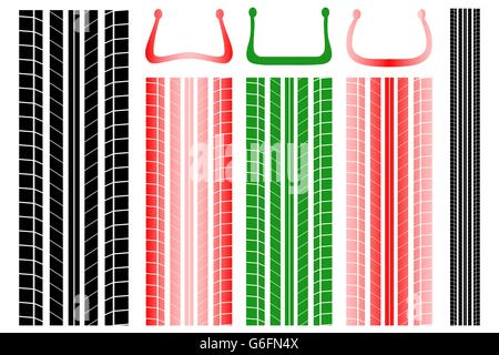 Vector illustration of tire tracks with information on the proper pressure Stock Vector