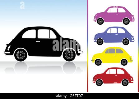Vector illustration of single isolated old car icon set Stock Vector