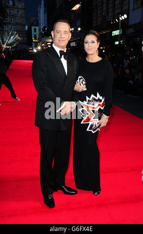 Tom Hanks (left) and Rita Wilson arriving at the 57th BFI London Film Festival Opening Night Gala European Premiere of Captain Phillips at The Odeon, Leicester Square, London. Stock Photo