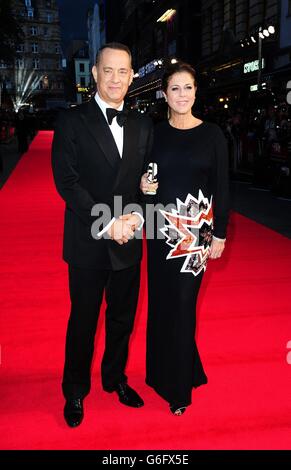 Tom Hanks (left) and Rita Wilson arriving at the 57th BFI London Film Festival Opening Night Gala European Premiere of Captain Phillips at The Odeon, Leicester Square, London. Stock Photo