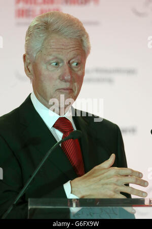 Former US President Bill Clinton makes a speech publicising the One Percent Difference Campaign at the Conrad Hotel in Dublin today. Stock Photo
