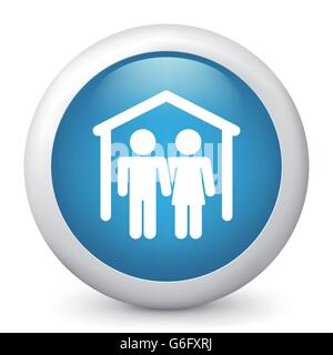 Vector illustration of blue glossy icon. Stock Vector