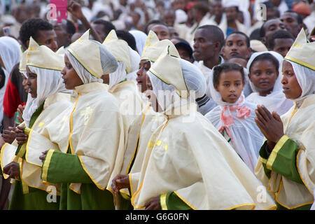 Ceremonial event. Palm Sunday Christian religious celebratiions, Axum, Tigray, Ethiopia Stock Photo