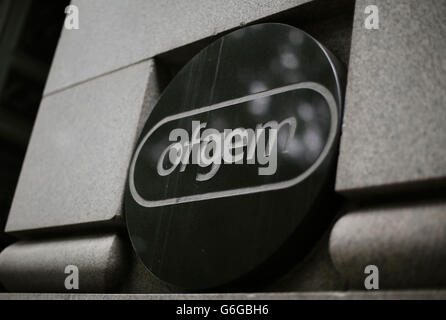 The Ofgem sign outside the electricity and gas industry regulator's ...