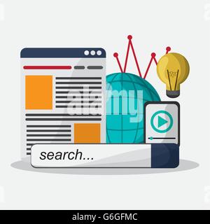 SEO icons, technology related, vector illustration Stock Vector