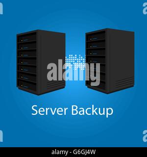 two server backup redundancy mirror for recovery and performance Stock Vector