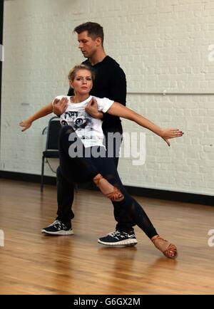 BBC's Strictly Come Dancing contestant Rachel Riley and her professional dancer Pasha Kovalev practice at studio 45 in north London ahead of Saturday's show. Stock Photo