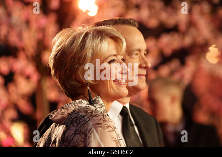 Emma Thompson and Tom Hanks at the gala screening of Saving Mr Banks, the closing film of the 57th BFI London Film Festival at Odeon Leicester Square, London. Stock Photo