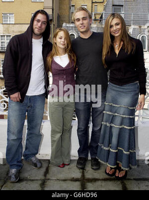 The film's stars, from left to right; James DeBello, Jordan Ladd, Joey Kern and Cerina Vincent during a photocall to promote their new horror movie 'Cabin Fever' at St James's Club in central London. Stock Photo