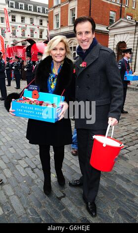 Fiona Fullerton and Anton du Beke selling poppies in Covent Garden, London. Stock Photo