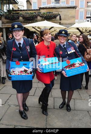 Strictly contestants selling poppies in London. Darcy Bussell selling poppies in Covent Garden, London. Stock Photo