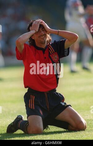 Euro 96 Soccer - France v Spain. Jose Emilio Amavisca - Spain Stock Photo
