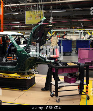 BMW Mini production line. The assembly line at the BMW Mini Plant Oxford. Stock Photo