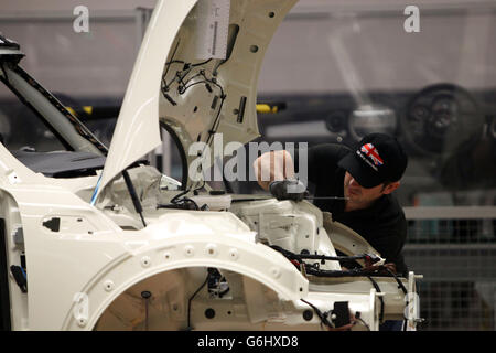 BMW Mini production line. The assembly line at the BMW Mini Plant Oxford. Stock Photo