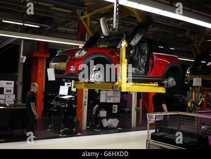 BMW Mini production line. The assembly line at the BMW Mini Plant Oxford. Stock Photo