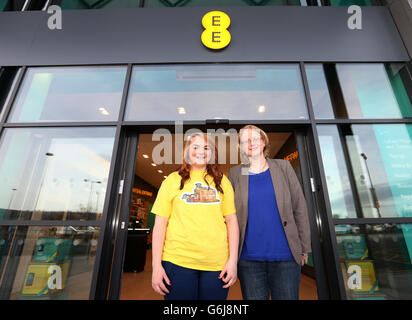 Regional Manager Clare Dodson (right) and Bethan Young, who is a apprentice at the new branch of EE at the Team Valley Retail Park in Gateshead, Tyne and Wear, which opens this weekend. Stock Photo