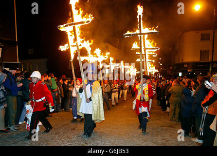 Customs and Traditions - Cliffe Bonfire Society Parade - Lewes Stock Photo