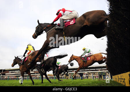 Nuts N Bolts (number 2) on his way to victory in the Betfair Commits &pound;40 Million toBritish Racing Chase during the Betfair Chase Festival at Haydock Park Racecourse, Newton-le-Willows. Stock Photo