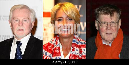 File photos of (from the left) Derek Jacobi, Emma Thompson and Alan Bennett. Stock Photo