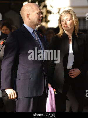 Former Conservative Party Leader William Hague and his wife Ffion arrive for the memorial service of the late husband of former Prime Minister, Margaret Thatcher, Sir Denis Thatcher, in The Guards Chapel, Birdcage Walk, London. Sir Denis died in June, aged 88 having undergone major heart surgery some six months earlier, from which it was thought he had made a good recovery. Stock Photo