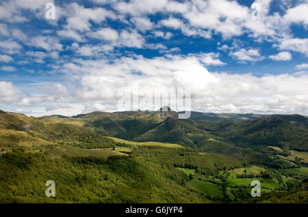 The mountains Puy Griou and Monts du Cantal, Département Cantal, Auvergne region, France, Europe Stock Photo