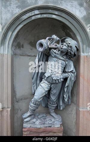 The Trumpeter of Saeckingen, statue in the Castle Park, Bad Saeckingen, Waldshut district, Upper Rhine, Black Forest Stock Photo