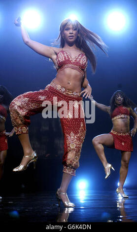 Singer Beyonce Knowles performs live in concert at Wembley Arena. Stock Photo