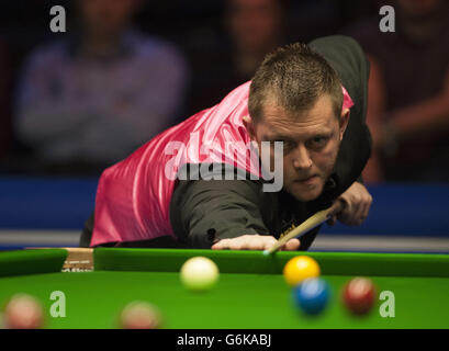 Mark Allen in action against Judd Trump during day nine of the williamhill.com UK Championships at The Barbican Centre, York. Stock Photo