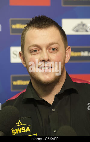 Mark Allen speaks to the press after his victory over Judd Trump during day nine of the williamhill.com UK Championships at The Barbican Centre, York. Stock Photo