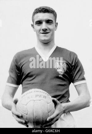 Manchester United right-back Bill Foulkes, who survived the Munich plane disaster and was appointed the team's captain in succession to Roger Byrne, who died in the plane crash. Foulkes, 26, of St Helens, had worked in the pits until joining United.He played his first League game in 1952 and was capped for England two years later. Stock Photo